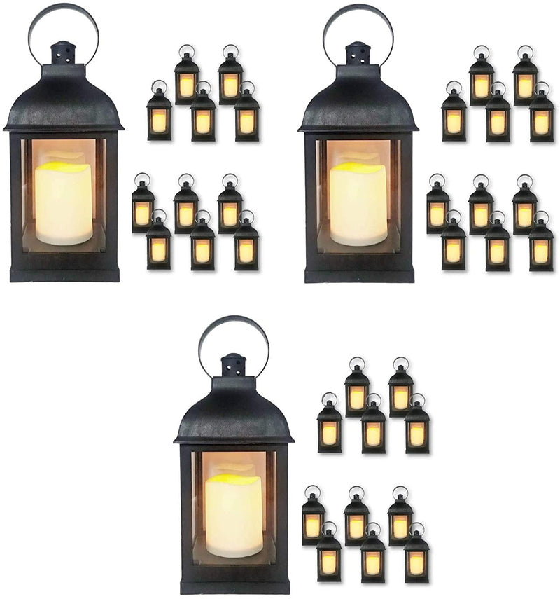 36 PC Classic Decorative Lanterns with Flameless LED Lighted Candle - Black