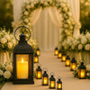 12 PC Decorative Lanterns with Flameless LED Lighted Candle - Black
