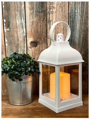 12 PC Decorative Lanterns with Flameless LED Lighted Candle - White
