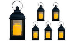 6 PC Decorative Flameless LED Lanterns - Black