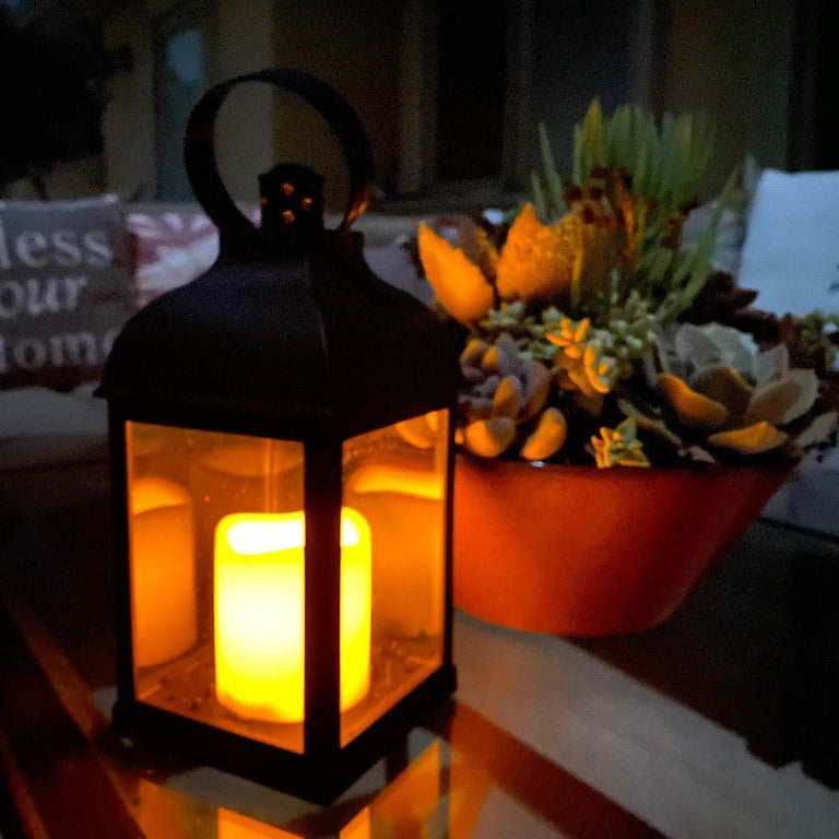 6 PC Decorative Flameless LED Lanterns - Black