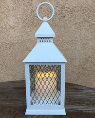 12 PC Decorative Farmhouse Lanterns with Flameless LED Lighted Candle - White