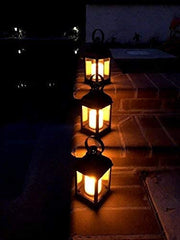 4 PC Traditional LED Flameless Lanterns with Timer  - White & Black