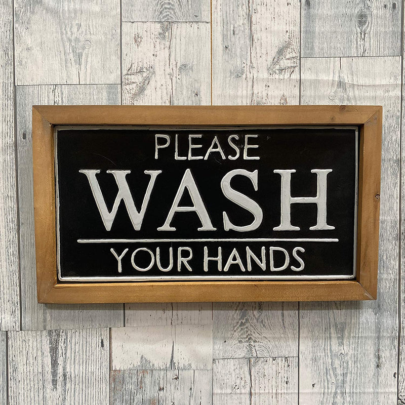 THE NIFTY NOOK "Please Wash Your Hands Vintage Farmhouse Sign for Bathroom & Kitchen Décor (Please Wash Your Hands - Black Rectangle)