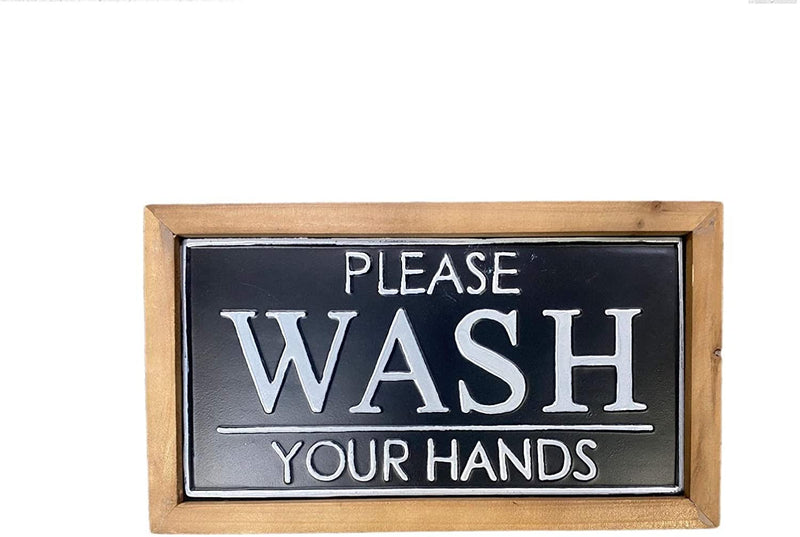 THE NIFTY NOOK "Please Wash Your Hands Vintage Farmhouse Sign for Bathroom & Kitchen Décor (Please Wash Your Hands - Black Rectangle)