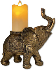 Lucky Decorative Elephant with LED Flameless Candle for Home and Office