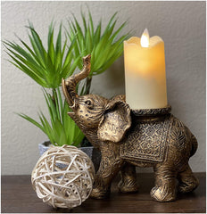 Lucky Decorative Elephant with LED Flameless Candle for Home and Office