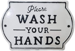 THE NIFTY NOOK Please Wash Your Hands Vintage Metal Farmhouse Sign for Bathroom & Kitchen Décor 8.5