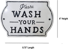 THE NIFTY NOOK Please Wash Your Hands Vintage Metal Farmhouse Sign for Bathroom & Kitchen Décor 8.5
