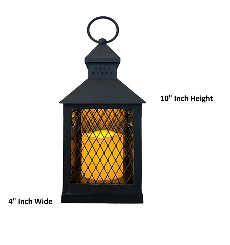 6 PC Decorative Farmhouse  Lanterns with Flameless LED Lighted Candle - Black